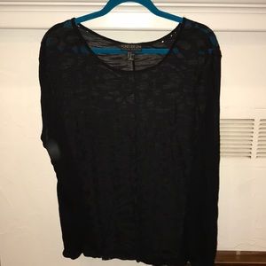 Forever 21 black floral lace front top